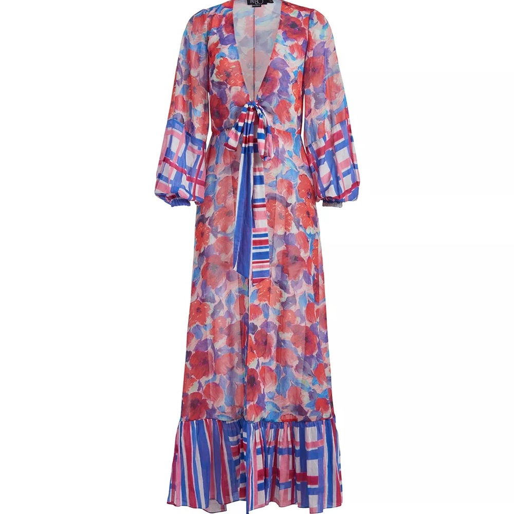 NWT PatBO Womens Violet Tie-Front Robe CHERRY Size Medium Z78